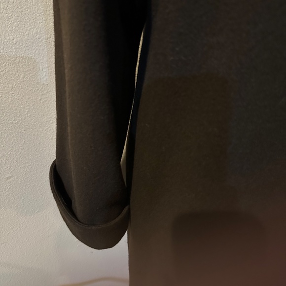 Elegant Brown Wool Long Overcoat with Hood & Real Fur 1990s - sz 10 P or Med - Picture 16 of 16